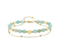 Obotsnoi Bracelet artisanal à double fil avec pierre sphère tendre en forme de cœur - Bijoux naturels modifiables pour femme - Bijoux sphériques à deux rangs, One Size, Comme décrit
