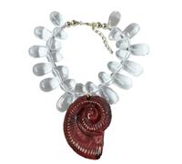 Obotsnoi Collier avec pendentif conque, chaîne de cou légère, bijou élégant pour une tenue décontractée et des amoureux de la côte, bijoux en résine, taille unique, Comme décrit, Comme décrit.