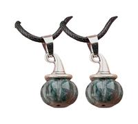 Obotsnoi Collier avec pendentif en forme de chapeau de sorcière en agate faite à la main pour Halloween Unisexe Cordon noir Bijoux Couple Corde noire Chapeau de sorcière Collier, taille unique, Comme