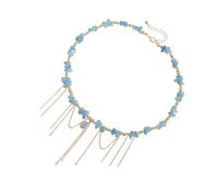 Obotsnoi Collier ras du cou moderne en cristal avec pierres précieuses contrastées et pendentif en forme de cœur pour un usage quotidien, collier de perles deux tons réglable