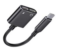 Obotsnoi Convertisseur de casque léger à double fonction de type C vers 3,5 mm qui améliore la durabilité de la connexion de l'appareil. Adaptateur de charge USB C