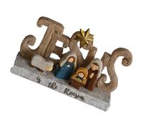 Obotsnoi Crèche de Noël vintage faite à la main en résine - Décoration de Noël - Décoration religieuse avec base - Artisanat religieux