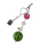 Obotsnoi Dragonne de téléphone portable inspirée des fruits, pastèque, pêche, perles, chaîne de téléphone avec étoile et cœur, ornement doux au toucher