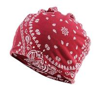 Obotsnoi Foulard turban souple pour femme sans bord avec impression numérique, confortable et respirant, accessoires de mode, Fleurs de noix de cajou rouges, Taille unique