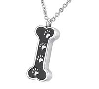 Obotsnoi Lot de 2 colliers avec pendentif urne en forme d'os pour animal domestique - Pour conteneur de cendres - Motif pattes de chien - Médaillon - Bijoux pour amoureux des animaux de compagnie