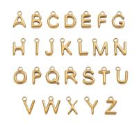 Obotsnoi Lot de 26 breloques miniatures en forme de lettre avec placage sous vide pour un design unique de bijoux, accessoires métalliques résistants aux allergies, taille unique, Comme décrit, Comme