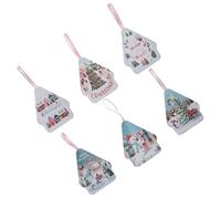Obotsnoi Lot de 6 boîtes cadeaux en forme de maison - Motif aléatoire - Décoration de fête de Noël - Boîtes de rangement en fer blanc