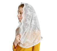 Obotsnoi Mantilla Voile Catholique Broderie Dentelle Chapelle Messe Chapelle Masse Latine Voile Couvre-Tête Latin Messe, blanc, Taille unique