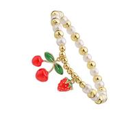 Obotsnoi Perles délicates en forme de fruits confortables et élastiques pour poignet - Texture cuivre - Convient pour les chercheurs individuels - Perles colorées, One Size, Comme décrit