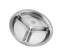 Obotsnoi Plat de service en acier inoxydable à 3 sections - Passe au lave-vaisselle - Résistant à la rouille - Forme ronde - Ustensiles de cuisine en acier inoxydable