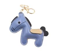 Obotsnoi Porte-clés élégant et minimaliste en polyuréthane avec cercle en alliage et breloque cheval 3D pour une sophistication simple dans n'importe quel environnement. Porte-clés amusant, bleu