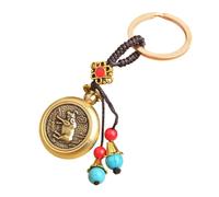 Obotsnoi Porte-clés en forme d'animal - Texture en laiton - Convient pour la prospérité et la paix - Pendentif zodiaque chinois, E, taille unique