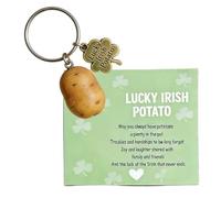 Obotsnoi Porte-clés en forme de pomme de terre avec porte-bonheur irlandais élégant en alliage à suspendre pour un attrait culturel et amusant, porte-clés fantaisie en forme de pomme de terre