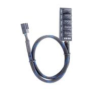 Obotsnoi Répartiteur de ventilateur PWM en ABS 4 broches avec manchon tressé et surcharge pour systèmes informatiques, moyeux de câbles soudés