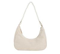Obotsnoi Sac à bandoulière contemporain réutilisable en coton et lin avec détails floraux artistiques pour femmes, sacs pratiques pour les aisselles, sac léger et convivial, Perle 4, One Size