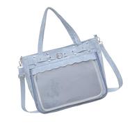 Obotsnoi Sac à bandoulière léger en polyuréthane avec sangle réglable de grande capacité pour les trajets quotidiens, l'école, le bureau, les voyages en PVC transparent, bleu, One Size
