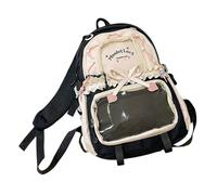 Obotsnoi Sac à dos style contrasté avec bords volants décoratifs en polyester Compartiments spacieux Pratique pour les navetteurs Sac à livres de couleur contrastée, Sac à dos noir, Beauté de masse