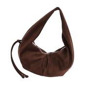 Obotsnoi Sacs à bandoulière en forme de croissant pour femme - Sac à main sous le bras - En daim synthétique - Avec fermeture éclair - Pour l'hiver, marron