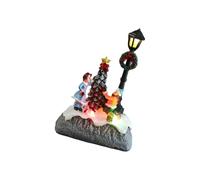 Obotsnoi Sapin de Noël miniature en résine - Décoration lumineuse de rue pour table de cheminée - Figurine multifonction en résine