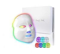 obqo LED Visage Masque Rouge Bleu Luminothérapie 7 Couleur Beauty Masque photonique pour le rajeunissement de la peau (Blanc)