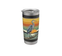 Observation des oiseaux héron bleu vintage Gobelet isotherme en acier inoxydable double paroi
