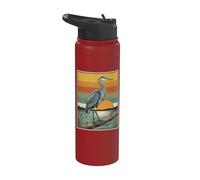 Observation des oiseaux héron bleu vintage Stainless Steel Insulated Water Bottle