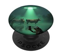 Observation d'OVNI Grenouille - Enlèvement de Vache Extraterrestre PopSockets PopGrip Adhésif