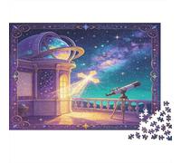 Observatoire Astronomique Puzzle 1000 Pièces Papier pour Adultes Scène de Nuit Ciel Étoilé Décompression Décoration Maison Cadeau 38x26cm/1000pcs