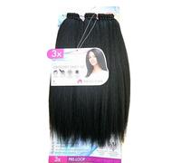 Obsession Yaky Lot de 3 extensions de cheveux raides pré-bouclés au crochet Noir de jais 41 cm