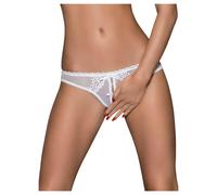 Obsessive Alabastra - string femme ouvert à fleurs avec nœud - blanc