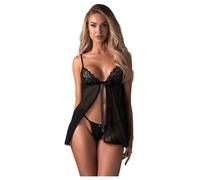 Obsessive - babydoll en dentelle - ensemble - noir