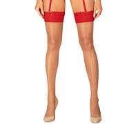 Obsessive - Bas Ingridia délicats avec dentelle rouge XS/S