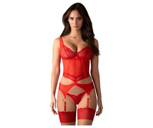 Obsessive Cupide Desir - ensemble haut transparent dentelle rouge - L/XL
