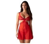 Obsessive Cupide Desir - nuisette dentelle transparente - rouge - ensemble