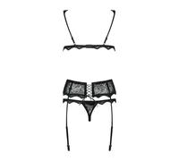Ensemble soutien-gorge et string porte-jarretelles Emperita noir Noir L/XL