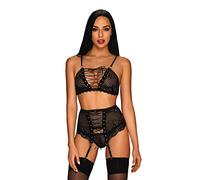 Obsessive Ensemble Basitta Soutien-gorge Porte-jarretelles et string Noir L/XL