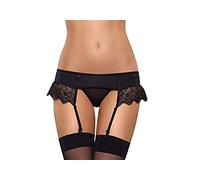 Obsessive Ensemble de Lingerie Porte-Jarretelles en Dentelle et String, Noir, L-XL
