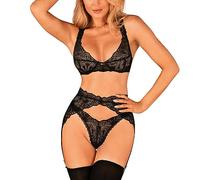 Obsessive Ensemble Donna Dream Soutien-gorge porte-jarretelles et string Noir XL/XXL