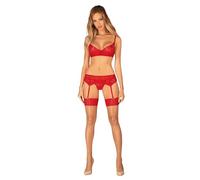 Obsessive Ensemble Ingridia Soutien-gorge Porte-jarretelles et string Rouge XS/S