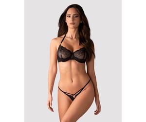 Obsessive - Iliosa Ensemble 2 Pièces Ouvert à l’Entrejambe - Noir