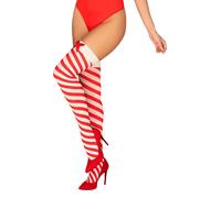 Obsessive Kissmas bas autofixants rouge/blanc