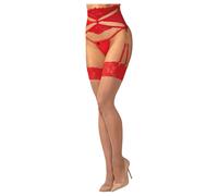 Obsessive Matildea - bas autofixants en dentelle (rouge) - L/XL