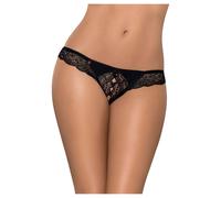 Obsessive Miamor - string ouvert femme avec strass - dentelle noire - L/XL