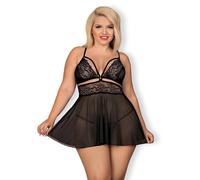 Obsessive 838-BAB-1 - babydoll en dentelle transparente avec string (noir) - XXL
