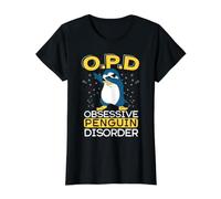 Obsessive Pingouin Disorder Aquatic Bird Wildlife Refroidissement T-Shirt Graphique avec Valeur, Femme, Noir, S