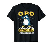 Obsessive Pingouin Disorder Aquatic Bird Wildlife Refroidissement T-Shirt Graphique avec Valeur, Homme, Noir, M