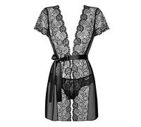 Obsessive Pulluria Peignoir & Thong Noir L/XL