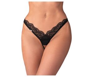 Obsessive - string femme transparent dentelle - noir - L/XL