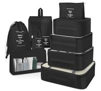 OBSGUMU Organisateur Valise, 9 Rangement Valise Set,Pochette Rangement pour Voyage Accessoires,Pochette de Rangement pour Voyage Avion(Noir)