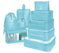 OBSGUMU Organisateur Valise, 9 Rangement Valise Set,Pochette Rangement pour Voyage Accessoires,Pochette de Rangement pour Voyage Avion(Bleu)